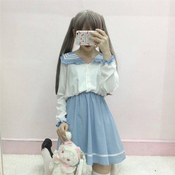Super Cute Baby Blue Sailor Dress Kawaii Perfect for Cosplay - Picture 1 of 3